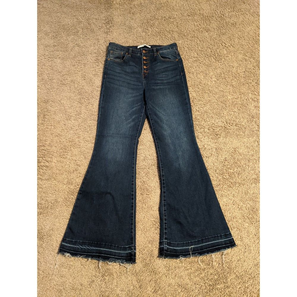 Womens Celebrity Pink flare leg button fly high rise jeans size 9